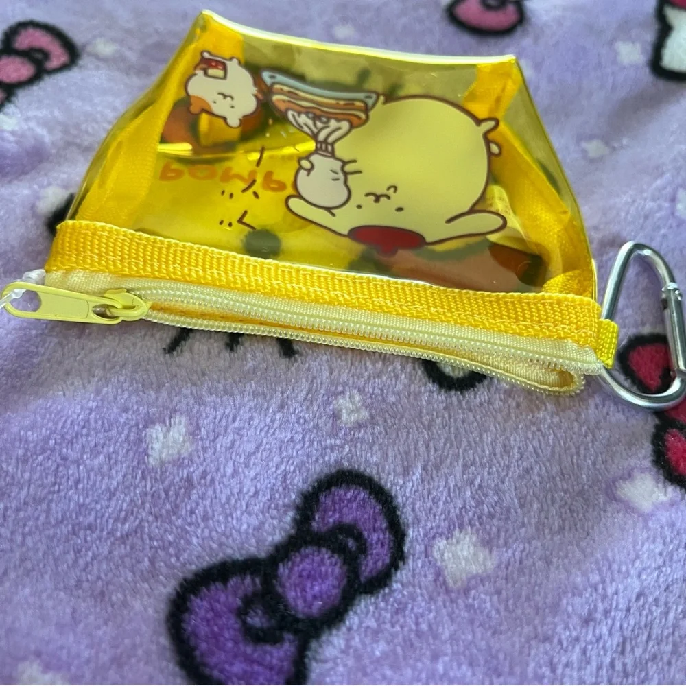 Pompompurin Yellow Clear Plastic Small Zip Coin Pouch NWT